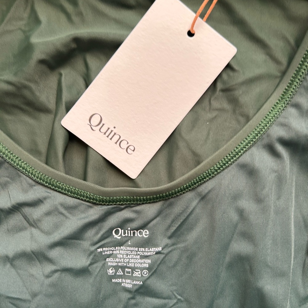 Quince NWT Olive Green Italian Cross-Back One-Piece Swimsuit - Picture 6 of 7